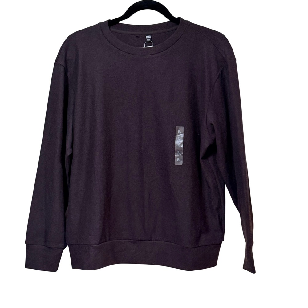 Uniqlo Womens Crew Neck Long Sleeve Sweatshirt Dark Purple Plum L‎ 241-479609